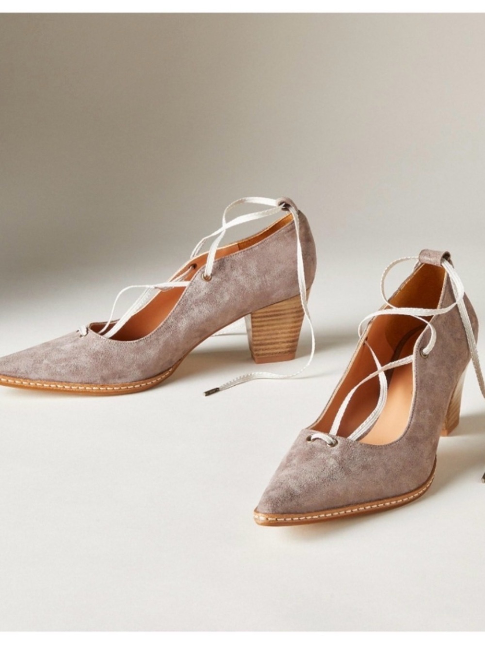 Sundance Odell Taupe Suede Lace-up Pumps NEW WITHOUT BOX Sz 39 / 8.5